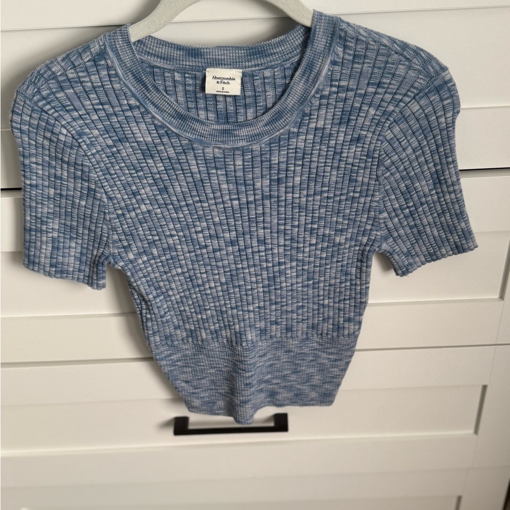 Abercrombie & Fitch Blue Ribbed Knit Crop Top